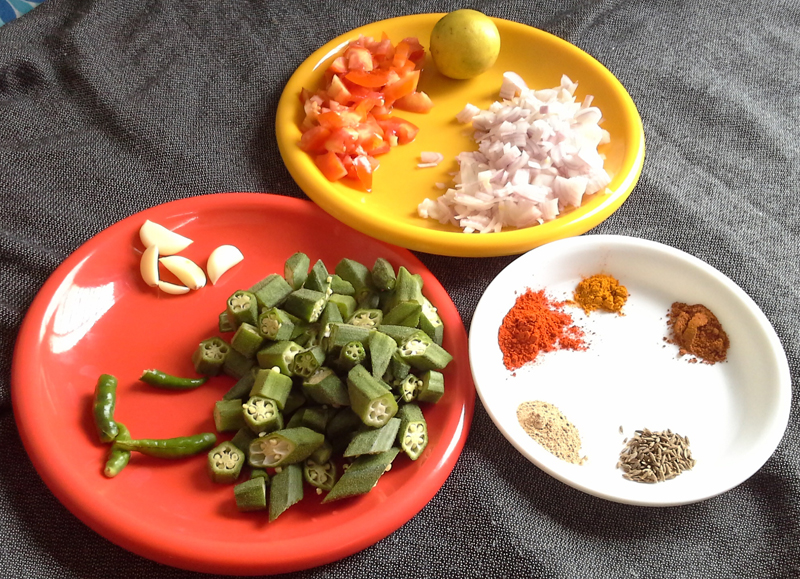 Sukhi Bhindi (Fried Ocra) Ingredients