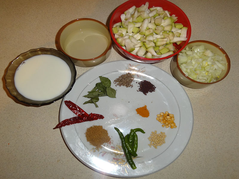 Bottle Gourd Milk Curry Ingredients