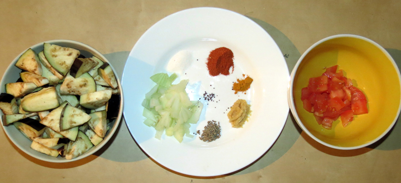 Brinjal Tomato Curry Ingredients