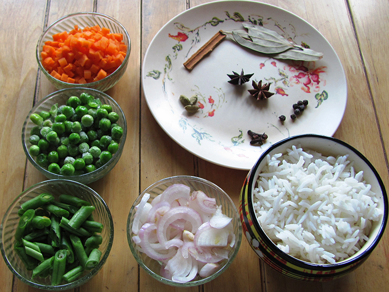 Quick Vegetable Pulao Ingredients